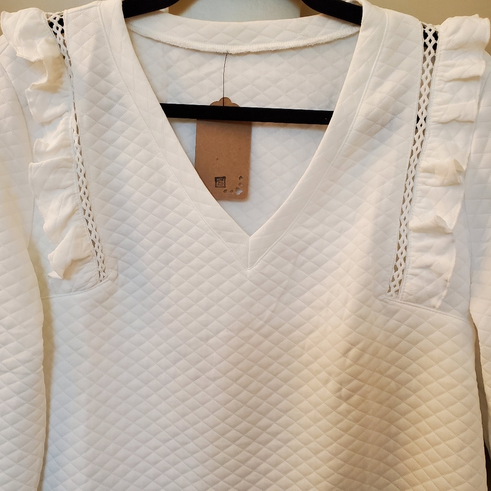 White diamond-stitched quilt-stitch top - Picture 7 of 13